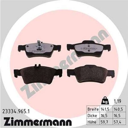 ZIMMERMANN Brake Pad Set - Reduced Dust, 23334.965.1 23334.965.1